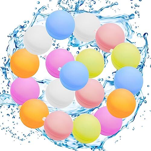 Atuoxing 12 herbruikbare waterbommen, herbruikbare siliconen waterballonnen, snel gevulde waterbommen, herbruikbare waterballonnen voor het zomerfeest in het zwembad (18 stuks)