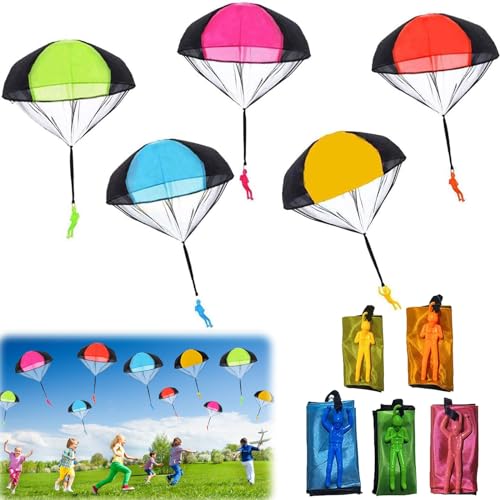 Libershine Parachutespeelgoed voor kinderen, parachutespringer, speelgoed, 10 stuks, handwerpen, parachute, outdoor, parachute, parachutespeelgoed, vliegspeelgoed voor kinderen, kerstcadeau