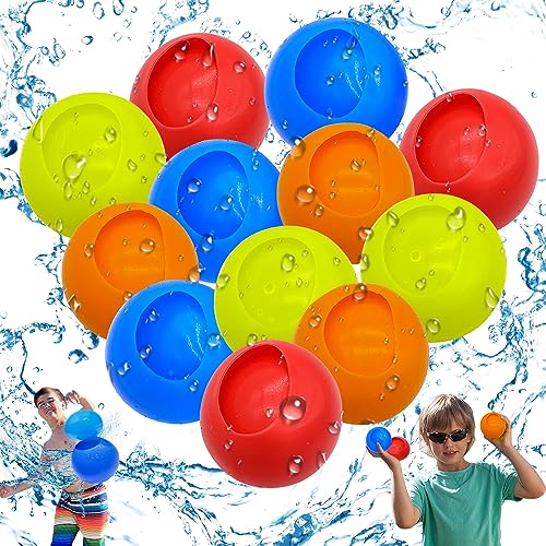 Aoreun 12 stuks waterbommen, herbruikbaar, snel vulbare waterbommen, zelfsluitende herbruikbare waterbommen, zomerplezier, waterspeelgoed voor waterpark, zwembad, feest, familiespel