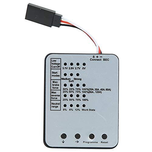 KAKAKE LED-programmakaart, compacte ESC-programmakaart Draagbare professionele veilige stal voor RC-autowinkel voor reparatiewerkplaats(Zwart en wit)