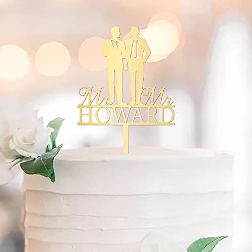 UDCRZ Homo Cake Topper Goud Homoseksuele Homo Homo Zijn En Zijn Elegante Bruiloft Cake Toppers Silhouet Bruiloft Cake Decoraties Aanpassen