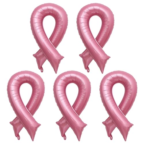 KSIEE 5 stuks borstkanker bewustzijn ballonnen, borstkanker feestballonnen, borstkanker lint ballon voor feest decor borstkanker bewustzijn fondsenwervers
