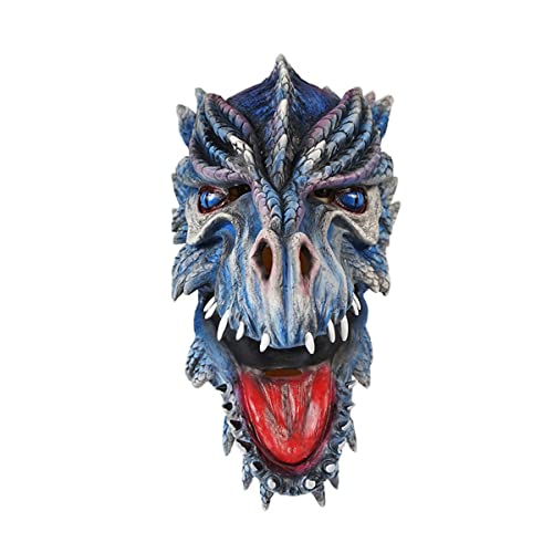 Hworks Ice Dragon Realistisch Grappig Masker Halloween Cosplay Kostuum Masker Party Carnaval Latex Waterspuwers Hoofddeksels Podium Rekwisieten Prestaties