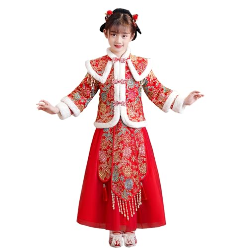 UPCOT Hanfu Traditionele Chinese Antieke Hanfu Jurk Voor Kinderen Antieke Danspakken Voor Studenten Halloween Kostuums Kerstmis Cosplay Jaar Kleding Geel, Maat: 120