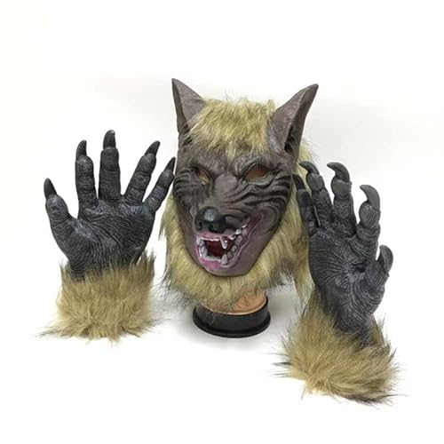 Ruisy Wolf latex masker met Wolf Claws voor carnaval en Halloween kostuum (wolf)