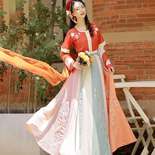 SHAPLE Oude Traditionele Chinese Kostuum Prestaties Jurk Traditionele Flowy Hanfu (Color : A, Size : M=160-165cm)