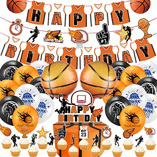Doyomtoy Basketbalballonnen, 38 stuks, basketbal, verjaardag, banner, folieballon, basketbal, party, decoratie, sport, thema, verjaardagsfeest, voor basketbalfans, decoraties