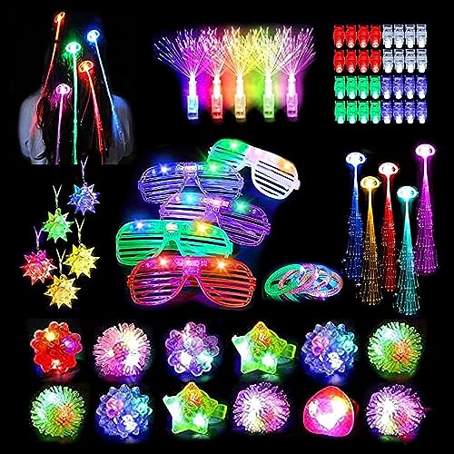 Aibyks Glow Neon Feestartikelen,Glow-in-the-dark neon ring hobbelig speelgoed   80 stks LED Light Up Bumpy Rings Feestartikelen voor carnaval en feest, feest