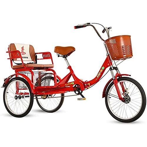 MaGiLL Driewieler voor volwassenen, driewieler, driewieler, driewieler, driewielige fiets met achterbank en groot boodschappenmandje, dubbele rem voor volwassenen, schokabsorberend