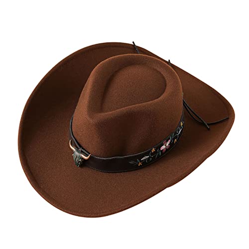 Morain Western Cowboy Hoed Roll Up Rand Brede Rand Caps Retro Vilt Hoed Voor Pop Hoed Thema Party Accessoires Fiesta Hoeden Voor Hoed