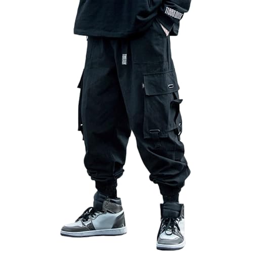 CzooM Streetwear mannen Cargo Harembroek Hip Hop Casual Mannelijke Track Broek Jogger Broek Harajuku mannen Broek (Color : Black, Size : L)