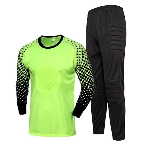 Lengender Voetbal Keeperstrui Jongens Kleren Torwachters Set Broek T-shirt Lange Mouwen Jogging Sport 4-13 Jaar oud (Groen, 10-13 Jaren)