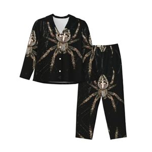 ELRoal Vrouwen Pyjama Enge Spider Printing Nachtjapon Lange Mouwen Set Thuis Kleding