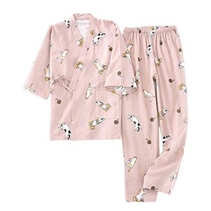 Suzanne Loungewear Set 2 Stks/set Populaire Slapen Japanse Stijl Kimono Pyjama Set Roze M