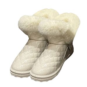 Shienfir 1 Paar Katoenen Schoenen Warm Houden Duurzaam Winter Korte Pluche Bont Enkel Sneeuwlaarzen Beige 37