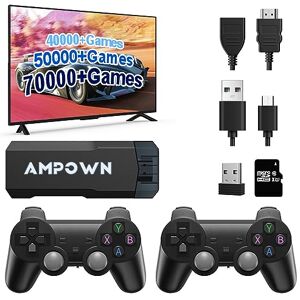 YTFSKFUI Retro Games-console met dubbele 2,4 g draadloze controllers, ingebouwde kaart 70000+ games gamestick, Plug And Play Retro Game Stick ondersteuning 40+ simulators, 4K HD-uitgang voor TV-64G