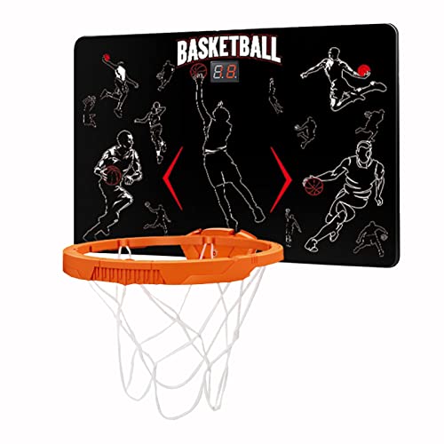 LIROMA Basketbalbanden voor wandmontage, mini-basketbalmand, met 1 bal en elektronisch displaybord, voor basketbal, slaapkamer, basketbalmand, voor kinderen en volwassenen