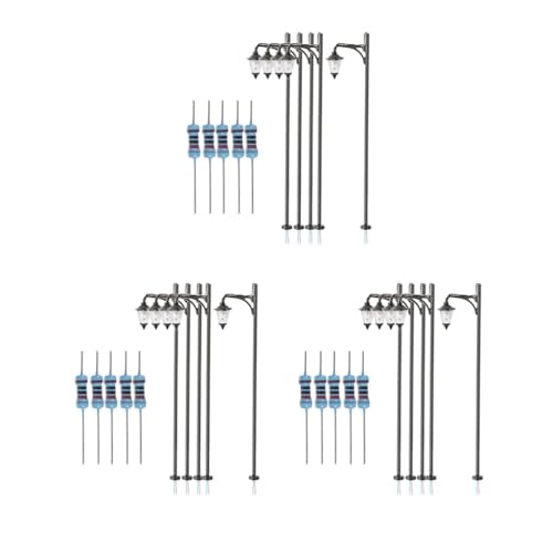 Paowsietiviity 3 set 1/87 HO Schaal Straatverlichting Trein Landschap Micro Landschapsarchitectuur Model stijl 1, Zwart 5 Stuks