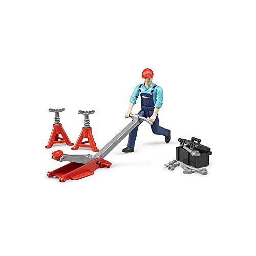 bruder 62100 bworld figuur set werkplaats, speelgoed figuur, motor werkplaats, auto werkplaats