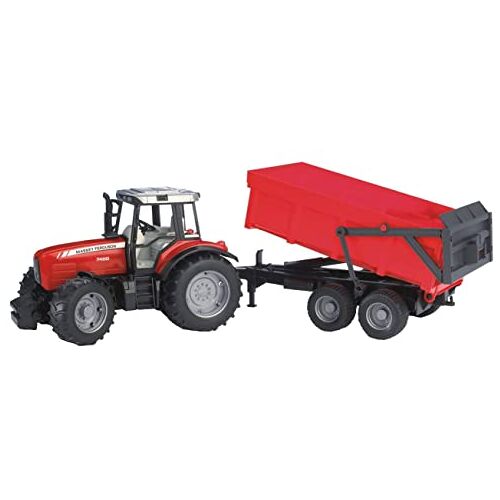 bruder 02045 Massey Ferguson 7480 met kiepbak, trekker, kiepwagen, landbouwwagen, boerderij