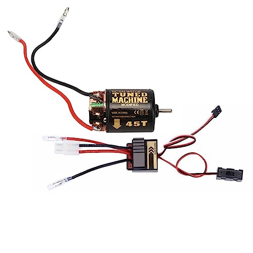 soobu RC Geborstelde Motor 320A ESC, Hoogfrequent Aandrijfsysteem Sterk Anti-interferentie 7.2-7.4V RC Geborstelde Motor Lichtgewicht Laag Geluidsniveau voor D90 (45T)