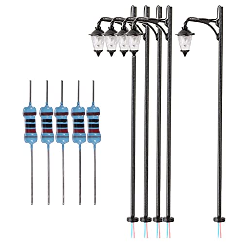 Paowsietiviity 1/87 HO Schaal Straatverlichting Trein Landschap Micro Landschapsarchitectuur Model stijl 1, Zwart 5 Stuks