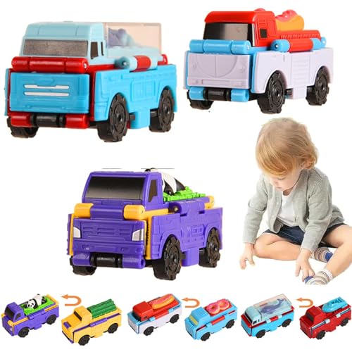 IRXELO Flip Racers Transformable Cars,2-in-1 Flip Transformation Cars,Flipracers Transformable Dual-Design Toy Cars,Transformable Cars,Transformable Toy Cars,Mini 2-in-1 Flip Car Toy Set (F)