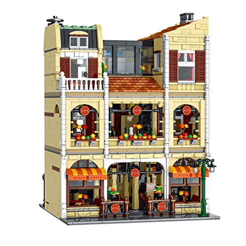 LIJI Moc 5588+ bouwstenen voor huis, bouwstenen huis, 5588+ klembouwstenen pizzeria gebouwen huis bouwset, modulaire architectuur klembouwstenen met Lego Creator