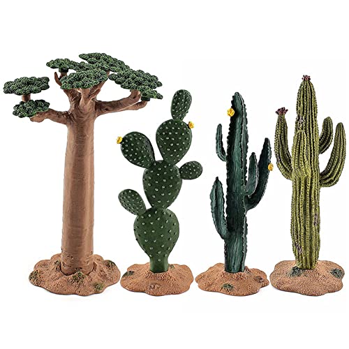 DUBENS 4 stuks model boom mini baobab boom, cactusboom, bomen, nepbomen, miniatuur, kunstboom, nepplanten voor doe-het-zelf knutselen, groen