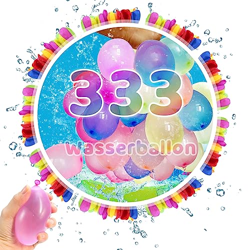 Coolon 333 stuks zelfsluitende waterbommen, waterbommen, waterbommen, ballonnen, kleurrijk gemengd, zelfsluitende waterballonnen zonder knopen, voor kinderen, strand, zomer, zwembad, party