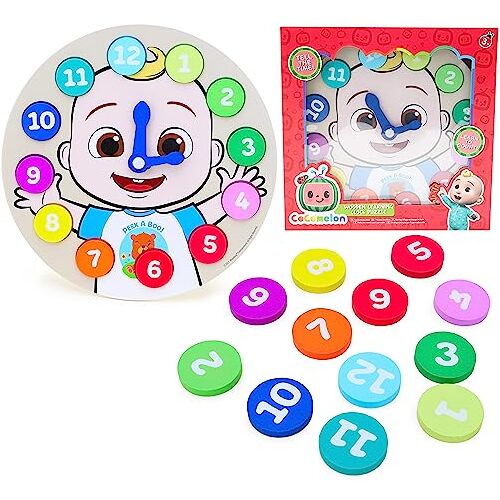 Toyland ® Cocomelon houten leerklokpuzzel Leer klokkijken Peuterspeelgoed vanaf 3 jaar