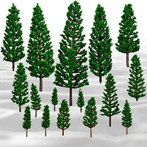 YHSWIN 16 stuks modelbomen, mini-bomen voor tablets, terreinen, miniatuur, landschapshandwerk, trein, spoorweg, modelbouw, gebouwen