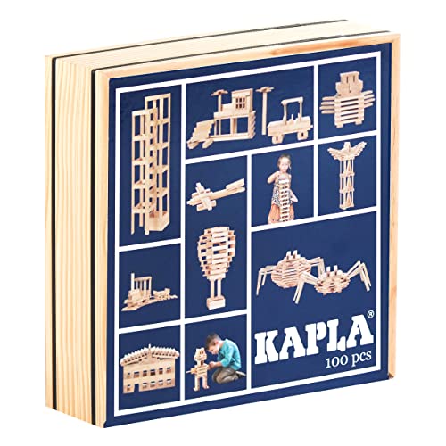 KAPLA Box van 100 originele houten bouwstenen, plaatjes, blokken