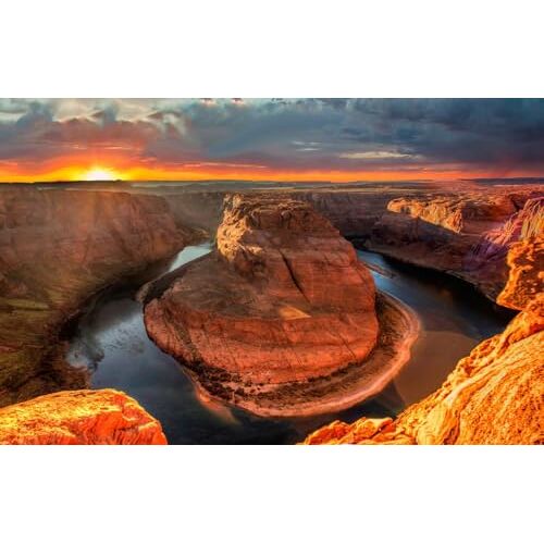 GUOHLOZ 1500 Piece Challenge Jigsaw Puzzle for Adults and Kids Age 8 Years Up canyon, arizona, colorado rivier, hoefijzerbocht, 87x57cm