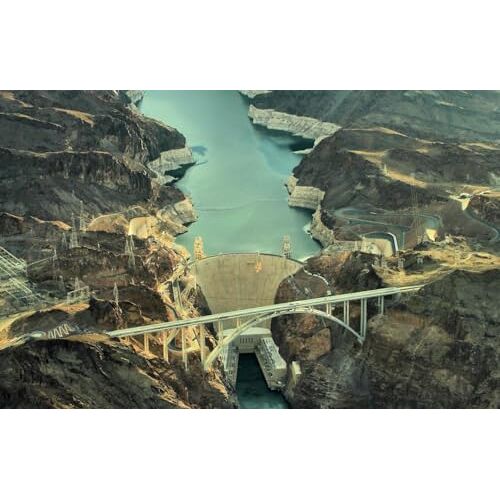 GUOHLOZ 1000 stukjes legpuzzels voor volwassenen en kinderen vanaf 8 jaar, Meerkleurig, Dam, Arizona, Nevada, Hooverdam, 75x50cm