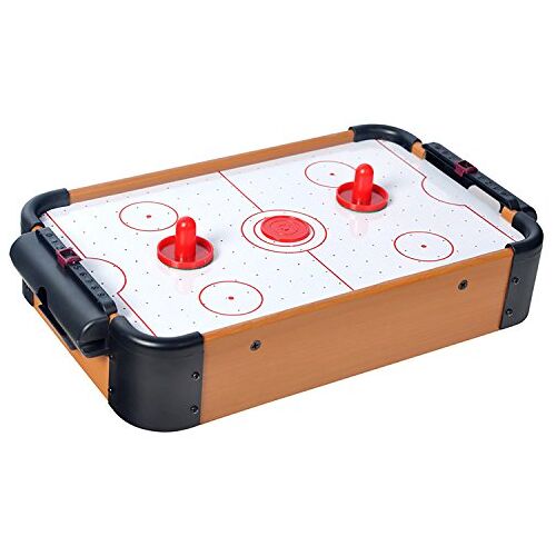 WIN.MAX Mini Air Hockeytafel met accessoires, airhockeytafel, speelveld, schuiven, pucks en doelteller, tafelspel voor groot en klein hout