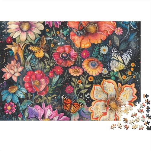 PMVCFRXA Puzzel met helende bloem, 1000 stukjes, puzzel voor volwassenen, helende bloem, puzzel, houten decoraties, 1000 stuks, 75 x 50 cm