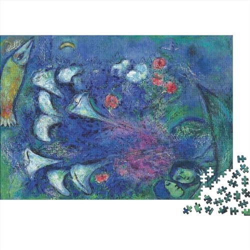 NEDLON Marc Chagall Legpuzzels voor volwassenen, 500 stukjes, hersenkraker spel, kunstcollectie, hersenkraker volwassenen, premium kwaliteit, houten puzzel, 500 stuks