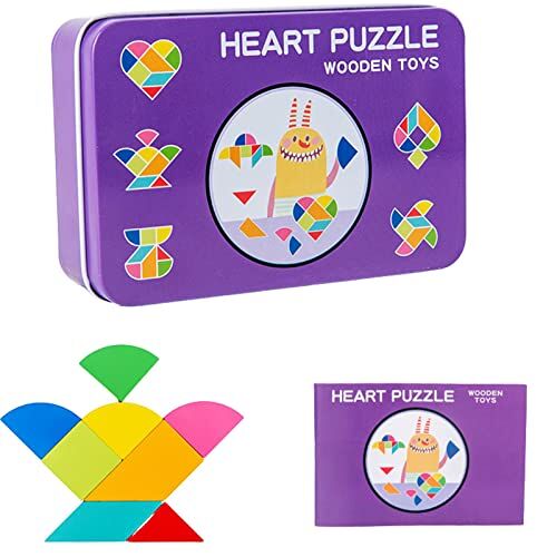 Xuanshengjia Tangram Puzzel, Kleurrijke Geometrie Tangram Onderwijshulpmiddelen, Draagbare Logic IQ Game Toy met Verschillende Vormen, voor Kinderen Kinderen Peuters Leren Spelen