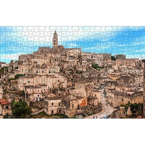 GUOHLOZ 500 Piece Jigsaw Puzzle for Adults & for Kids Age 6 and Up, Berg, Italië, Apulië, Matera, 52x38cm