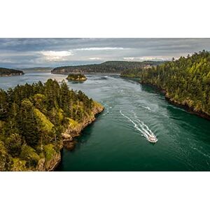 LHJOYSP adulte puzzel 1000 stukjes,natuurlijke schoonheid,eiland,boot,bos,staat Washington,Puget Sound,Whidbey Island,75x50cm