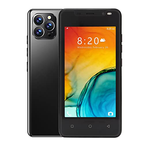 Bewinner I12 PRO MAX Smartphone zonder abonnement, 3G Android mobiele telefoon Mobile 4,66 inch FHD scherm, 1GB + 8GB, Android 10 mobiele telefoons, 2MP + 5MP Dual SIM Triple kaartsleuven (zwart)