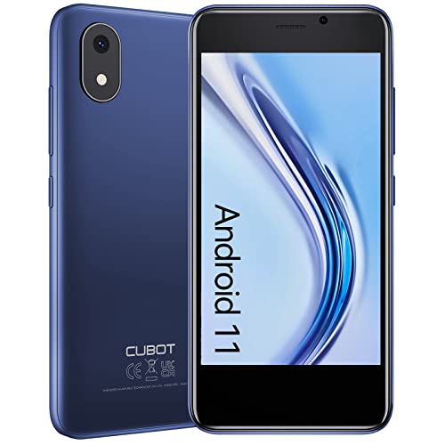 CUBOT Kleine smartphone zonder abonnement, 4 inch HD-display, 1 GB/32 GB, 128 GB uitbreidbaar, Android 11, 2350 mAh, Dual SIM, 3G mobiele telefoon, Face ID, blauw