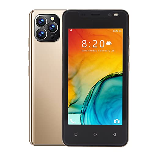 Bewinner I12 PRO MAX Smartphone zonder abonnement, 3G Android mobiele telefoon mobiel 4,66 inch FHD scherm, 1GB + 8GB, Android 10 mobiele telefoons, 2MP + 5MP Dual SIM Triple kaartsleuven (goud)