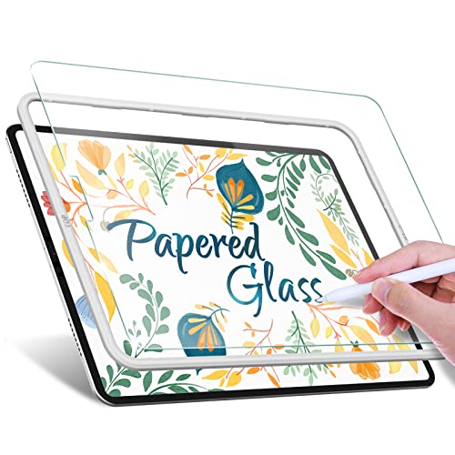 JETech Paper Glas Screen Protector voor iPad Air 5/4 10,9-Inch en iPad Pro 11-Inch Alle Modellen met Eenvoudig Installatieframe, Gehard Glas met Papier-Matte Afwerking Anti-Reflectie, 1-Stuk