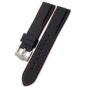 WIKUNA Rubberen horlogeband 19 mm 21 mm 20 mm 22 mm 23 mm 24 mm geschikt voor breitling zachte waterdichte siliconen horlogeband (kleur: zwart rood, maat: 23 mm)