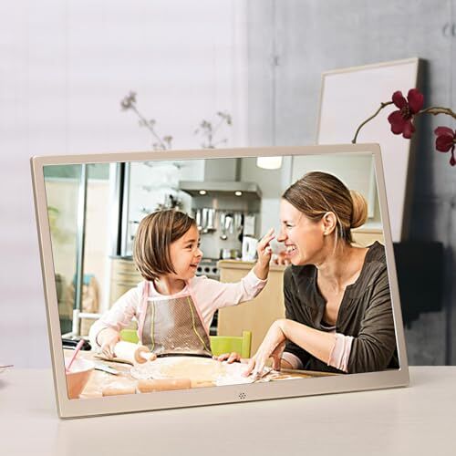 Dpofirs 17 Inch Slimme Digitale Fotolijst, Ultradunne Digitale Fotolijst met Afstandsbediening, Slimme Digitale Fotolijst voor Vrienden en Familie, Ouders, 32 GB Uitbreidbaar, Geschenken