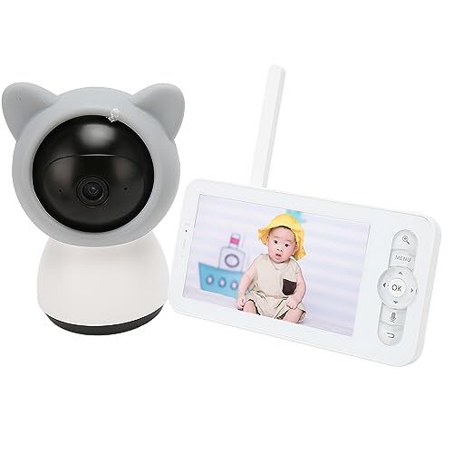 ciciglow Draagbare Babyfoon, 5-inch Video-Babyfoon 1080P WiFi Spraakintercom Geluidsdetectie Babyfoon met HD-camera (EU-stekker)