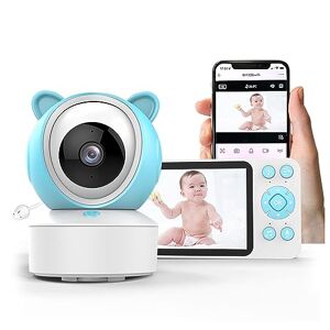 Goshyda Babyvideomonitor, 1080P WIFI Draadloos Nachtzicht Temperatuurbewaking Babyfoon, met 5 Inch IPS-display, 2-weg Gesprek Huilendetectie Slaapliedje Afspelen Voederherinnering
