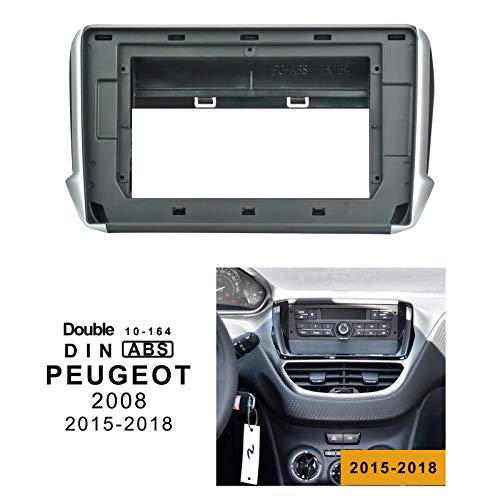 LEXXSON Double Din autoradio inbouwframe inbouwpaneel voor autoradio 10,1 inch autoradiorframe voor Peugeot 2008 (jaar 2015-2018)